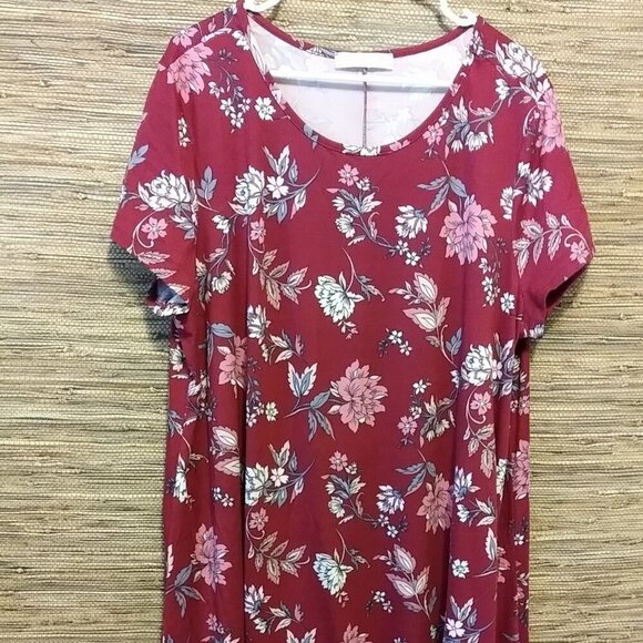 🌿 Jamie & Layla Burgundy-Grey Foliage Dress | Size 20P | Pre-Owned - Picture 2 of 9